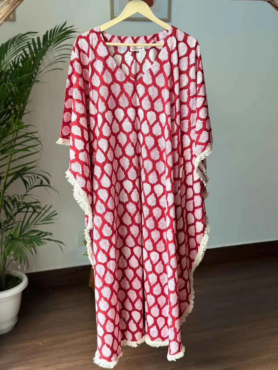 Red Leaf Kaftan Dress