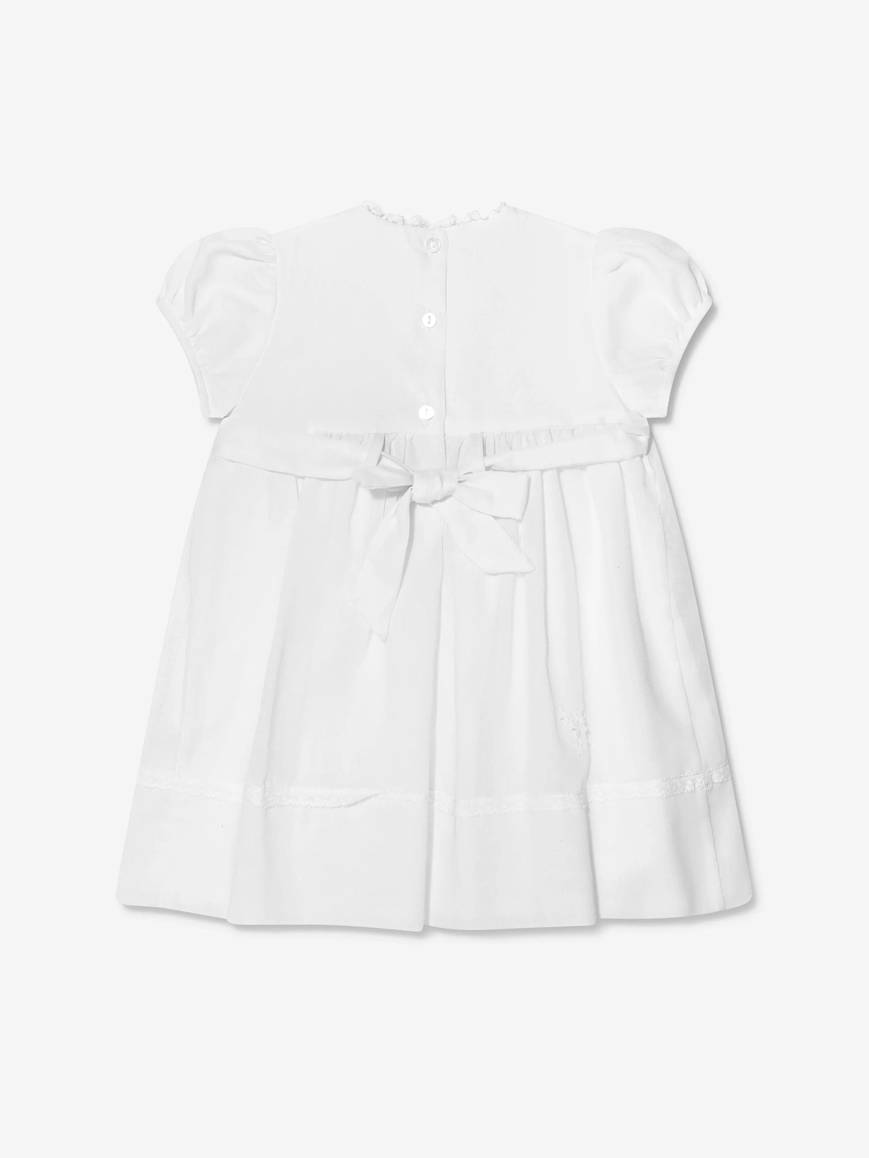 Sarah Louise Baby Girls Dress And Bonnet Set in White