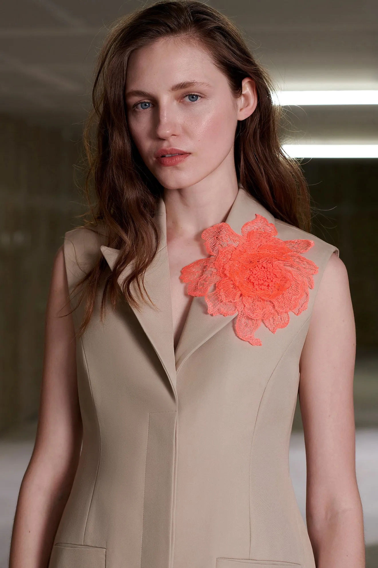 Sculpted Coatdress in Khaki Cotton Suiting