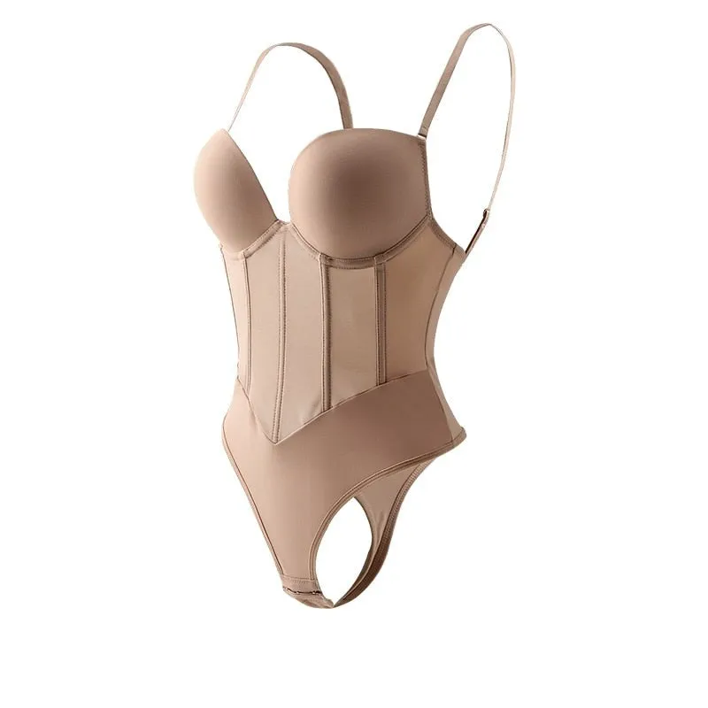 Sexy Bra Thong Bodysuit With Corset