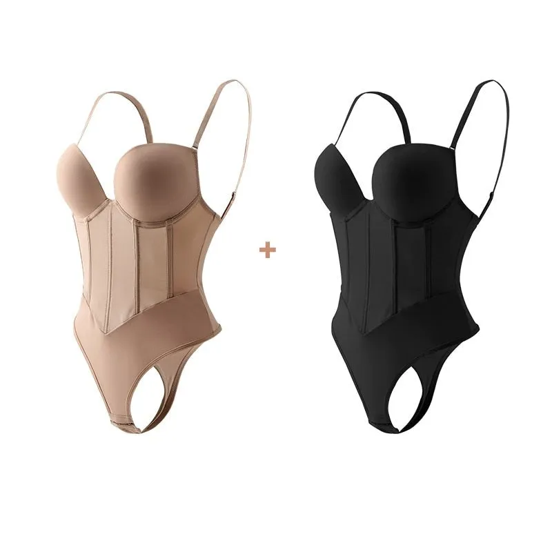 Sexy Bra Thong Bodysuit With Corset