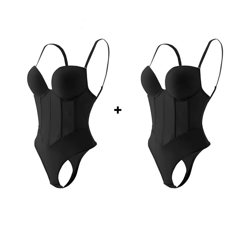 Sexy Bra Thong Bodysuit With Corset