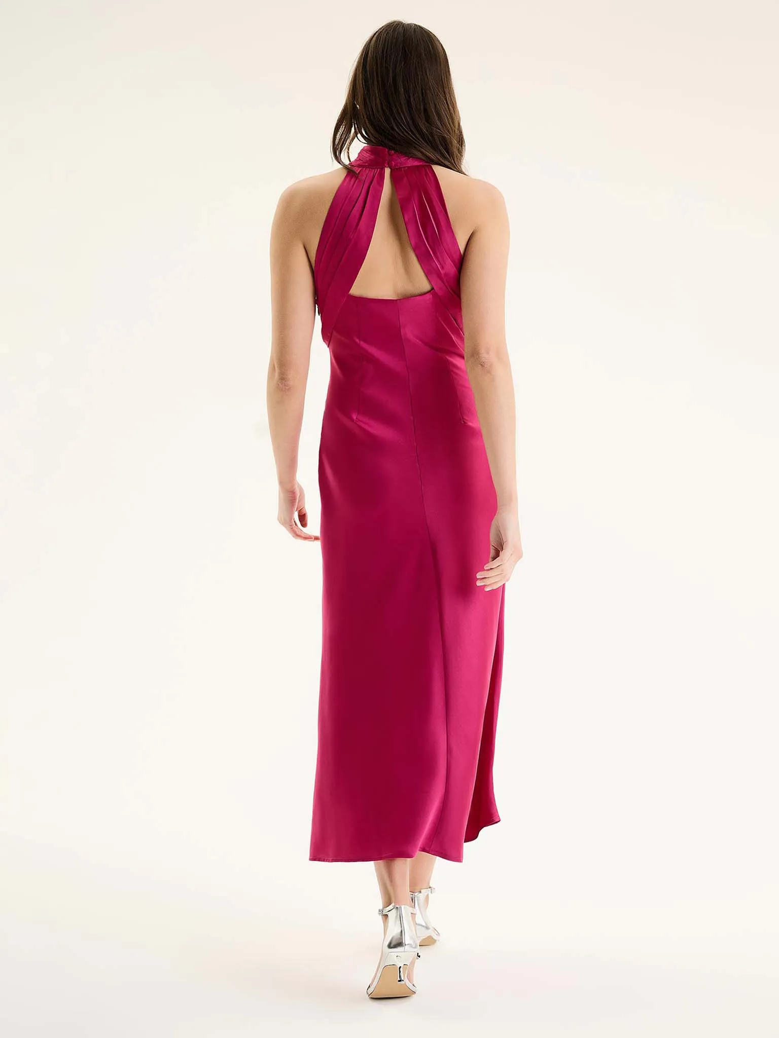 Seychelles Drape Back Detail Dress in Magenta