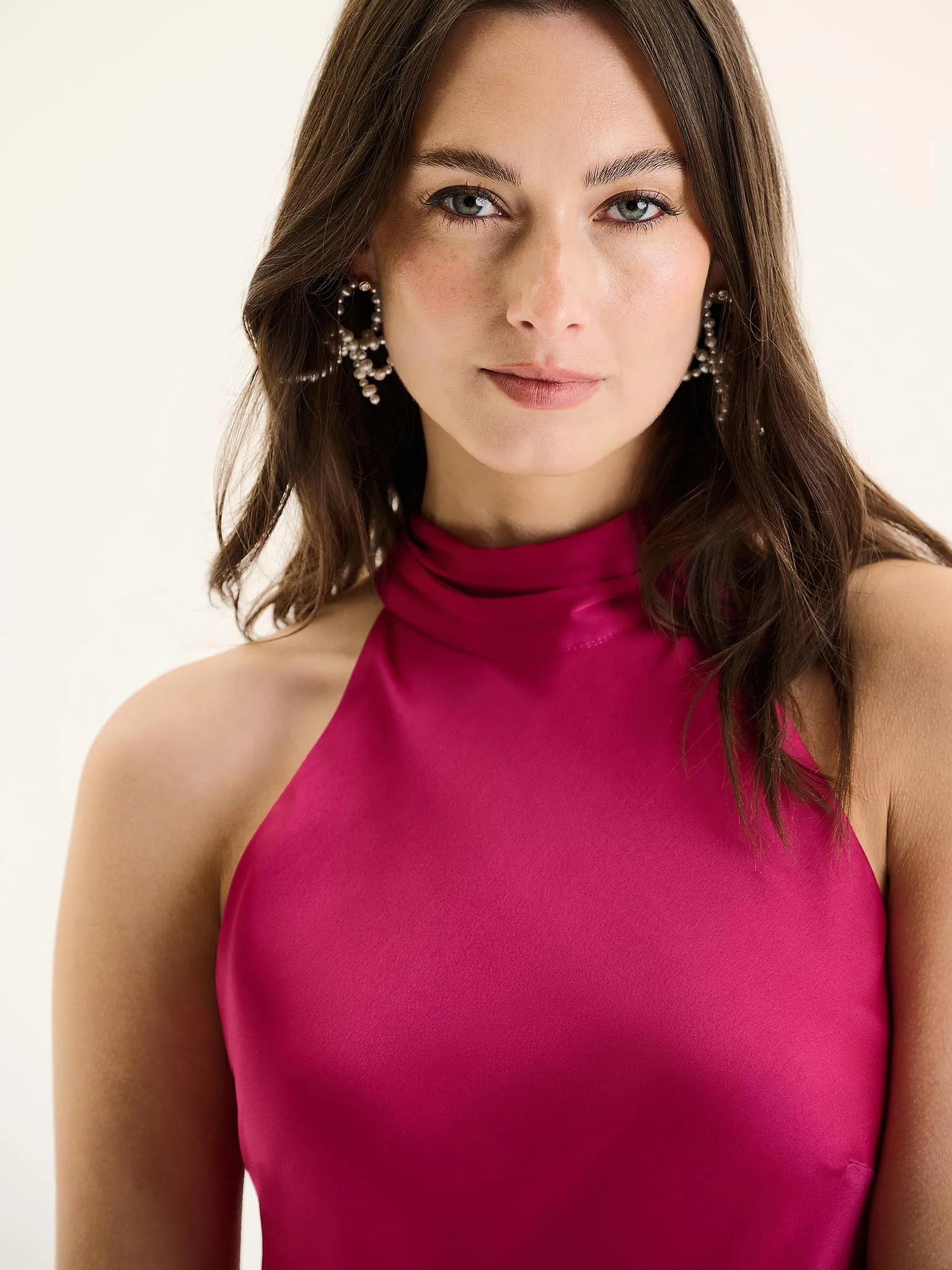 Seychelles Drape Back Detail Dress in Magenta