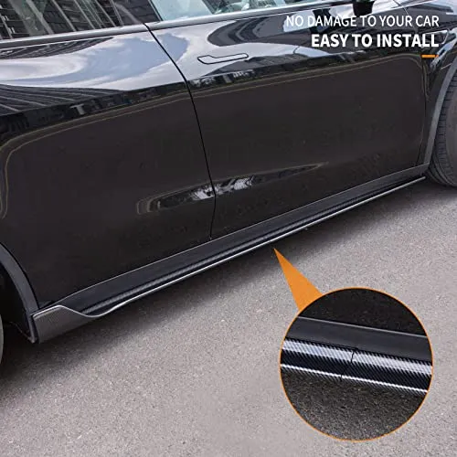 Side Skirts for Tesla Model Y (Glossy Carbon Fiber Pattern)