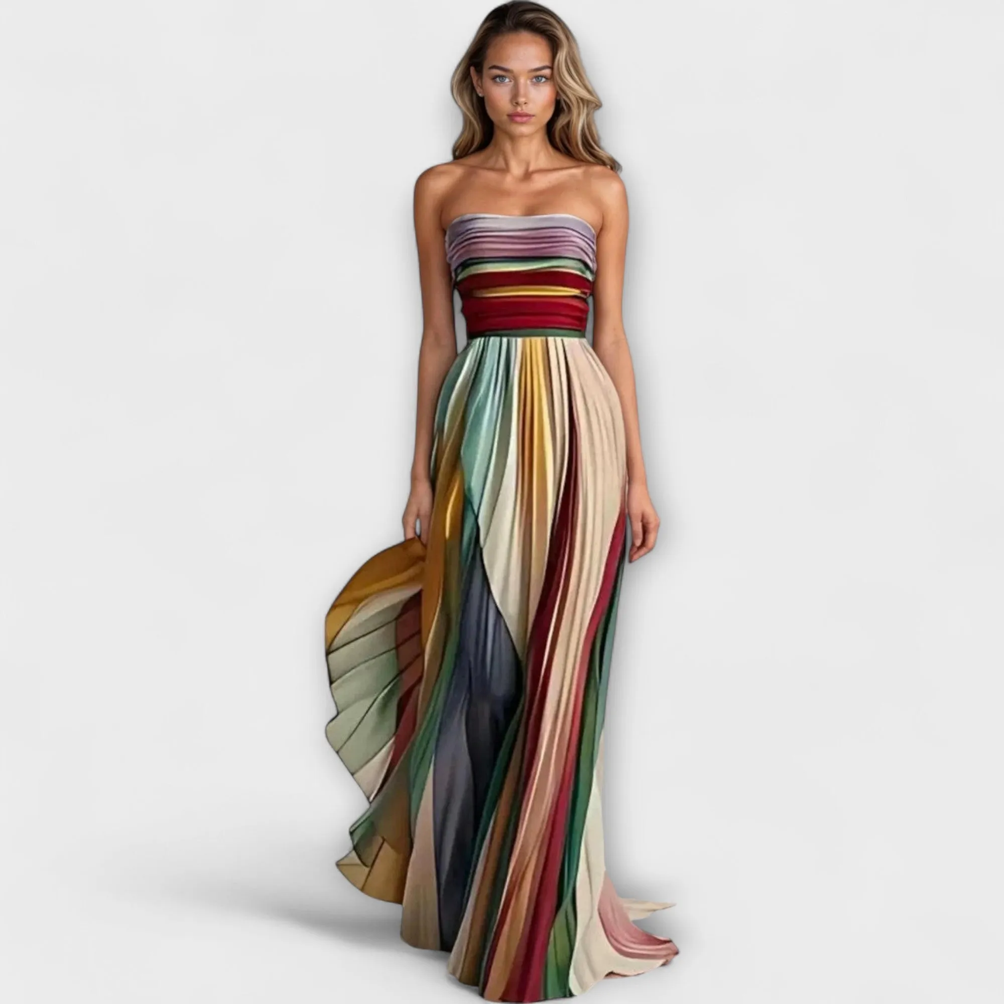 Solara  Colourful Strapless Dress