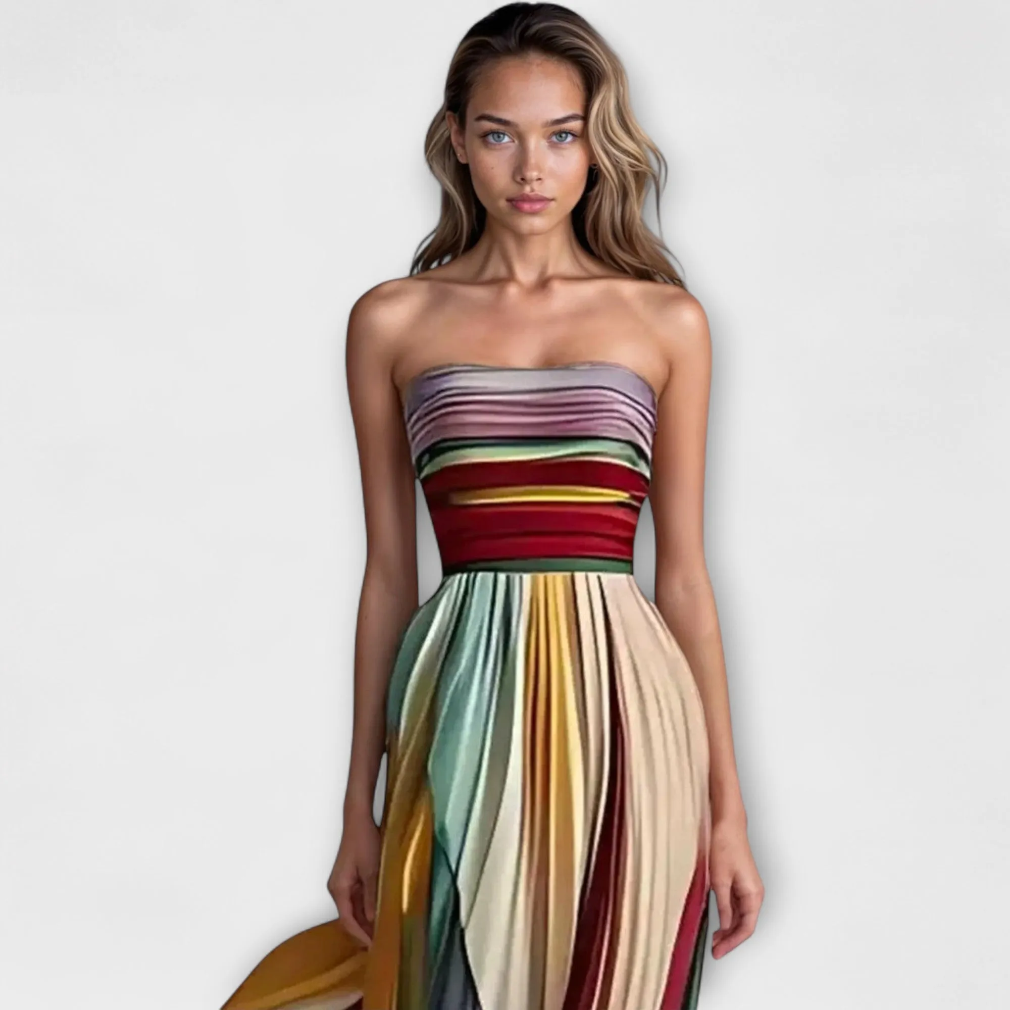 Solara  Colourful Strapless Dress