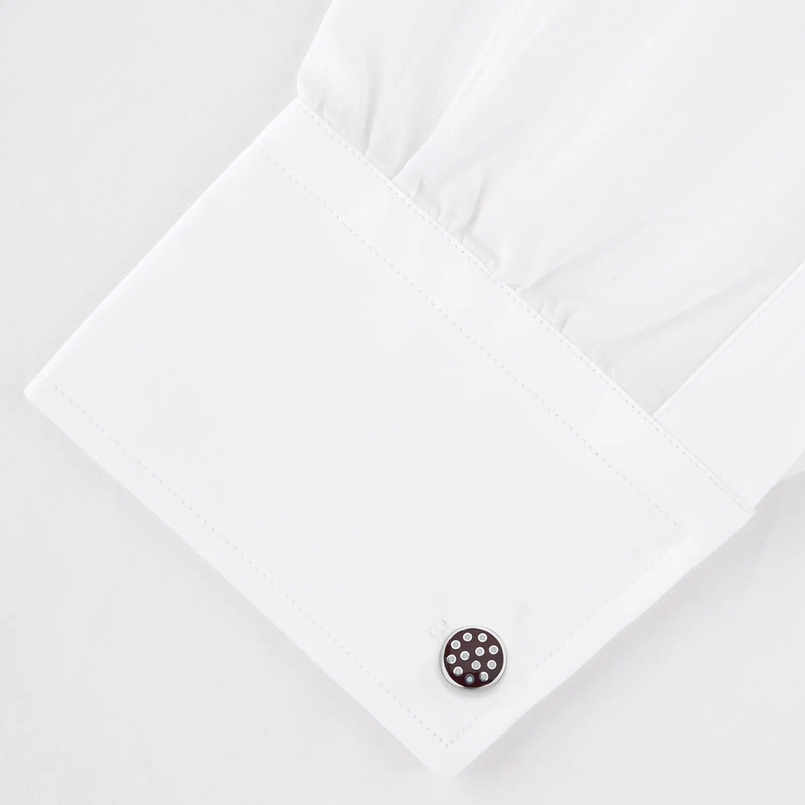 Spotted Burgundy and White Sterling Silver Enamelled Cufflinks