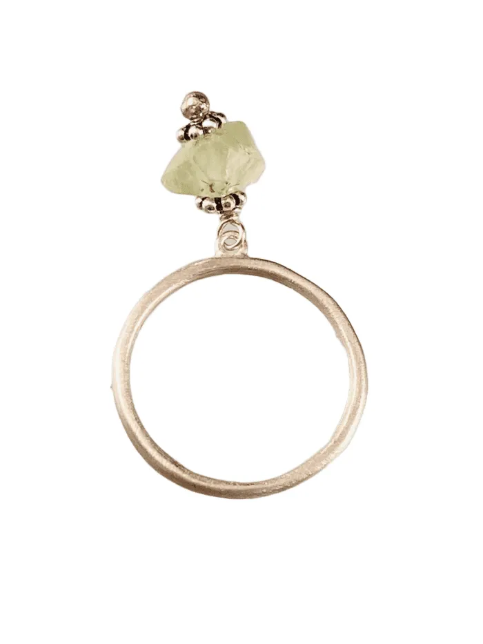 Sterling & Prehnite Gem Charm Ring Size