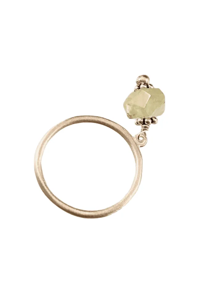 Sterling & Prehnite Gem Charm Ring Size