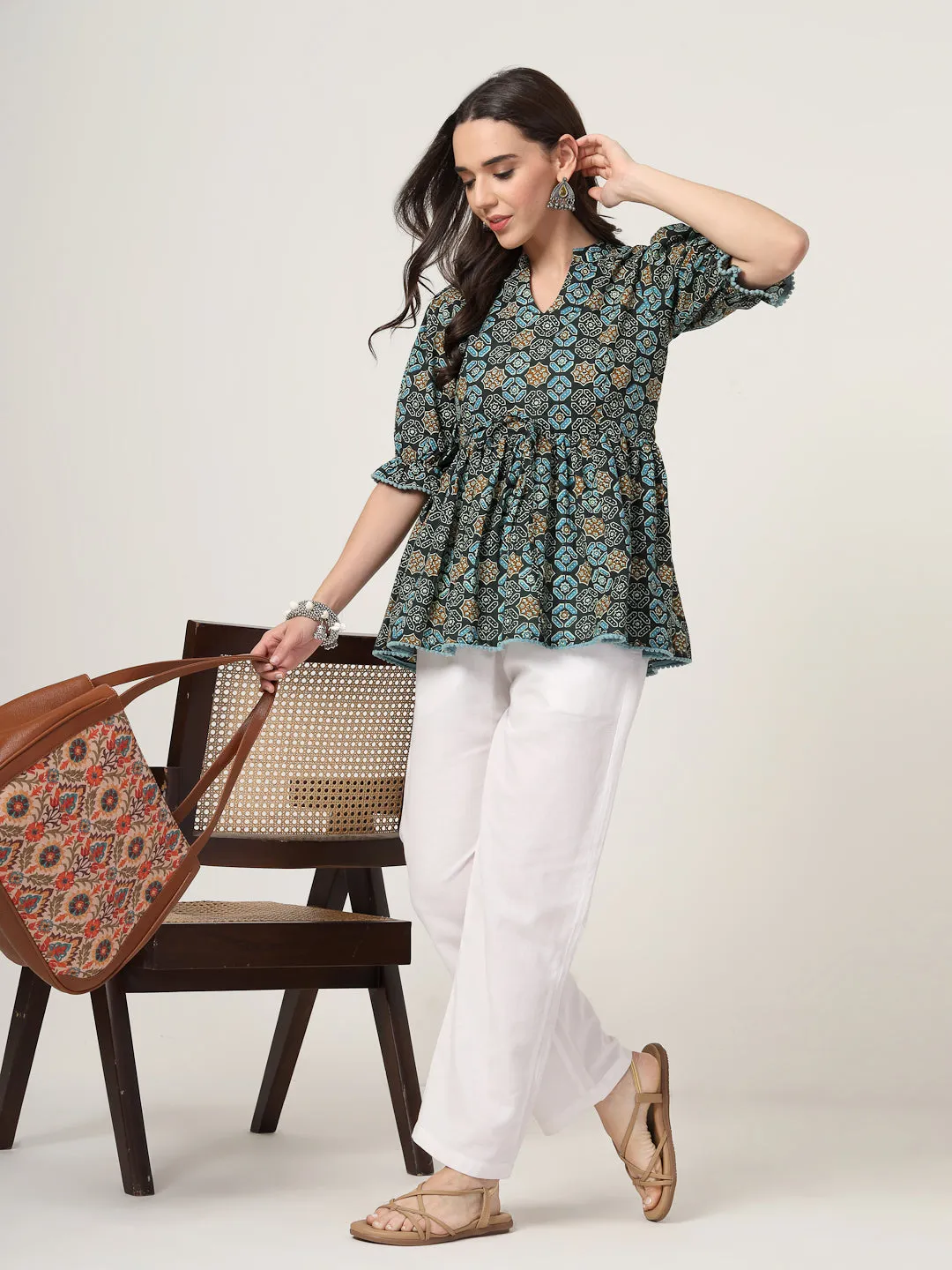 Style Quotient Women Navy Printed Tunic
