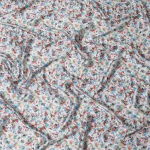 Synthetic Modal Satin Fabric with Stone Work, Abstract Floral Design, White, 110 cm Width-20035
