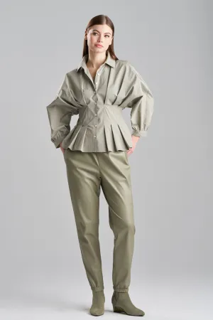 Tech Cotton Taffeta Pleated Shirt