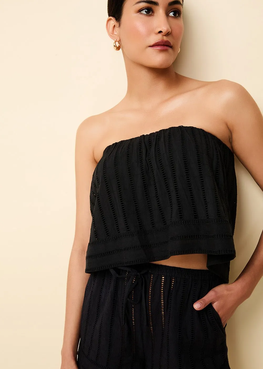The Jennie Striped Eyelet Tube Top