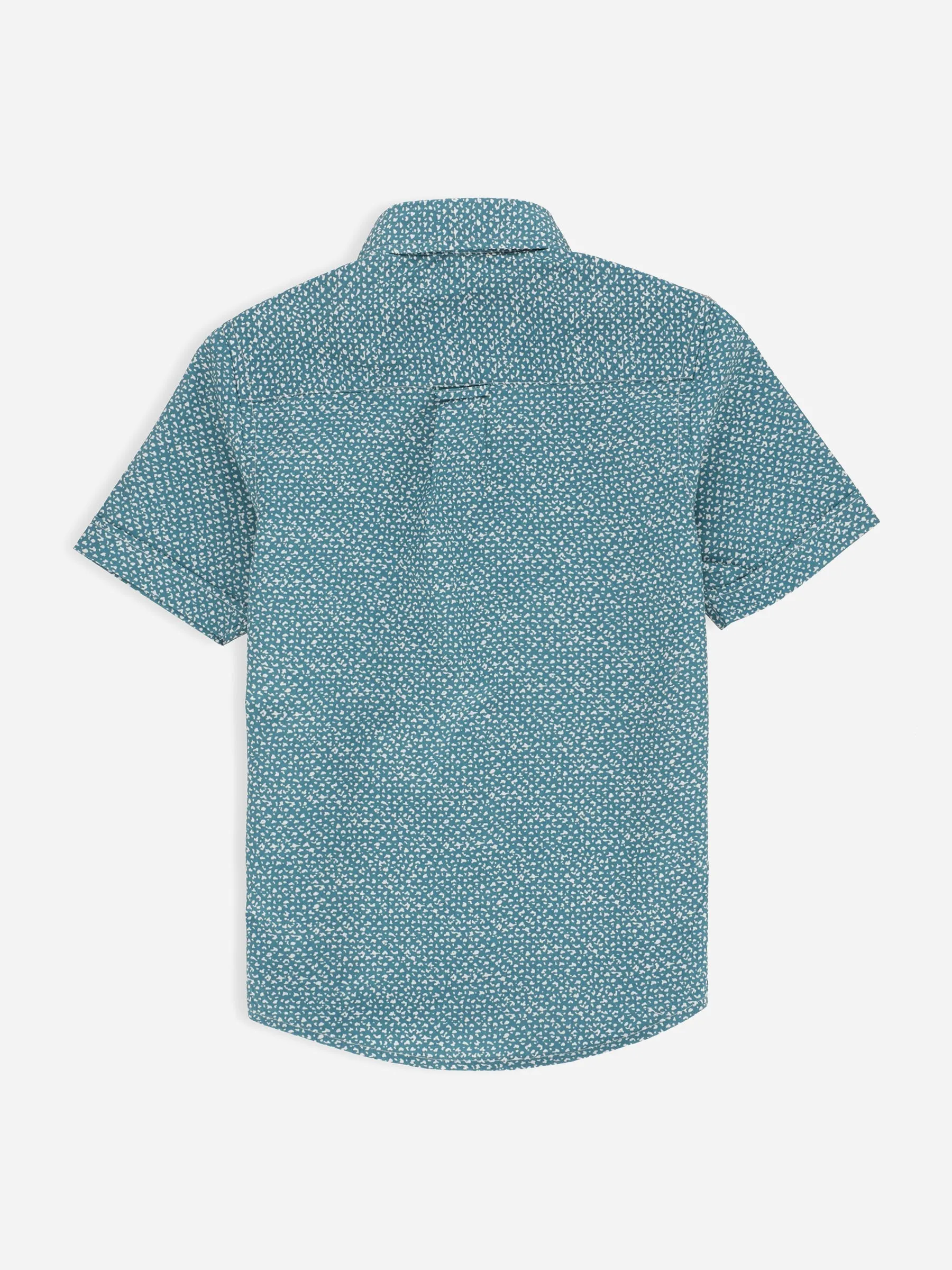 Turquoise Printed Half Sleeve Casual Shirt