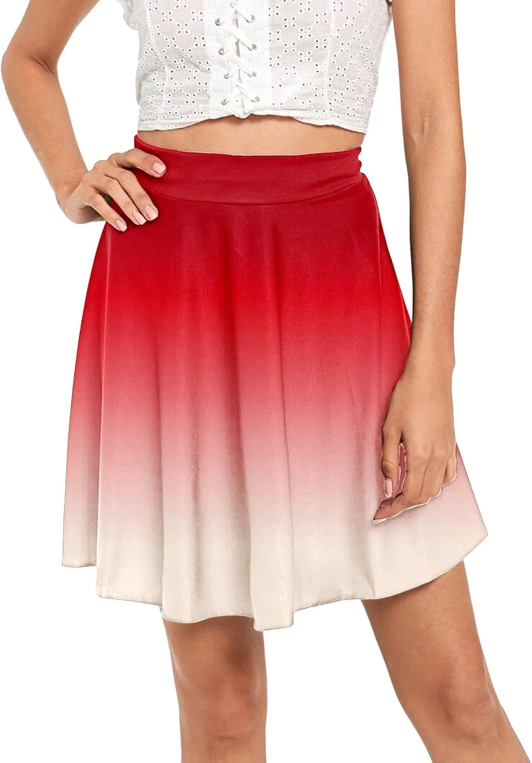Women's A Line Midi Skirts Ruffles Solid Skirts Vintage Irregular Cute Holiday Elastic Skirt for Women Daily