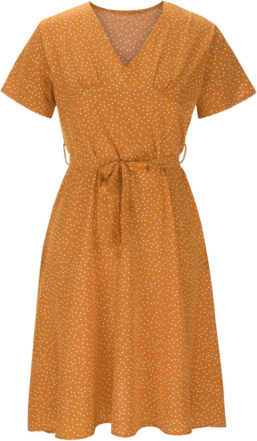 Women's Floral Wrap V-Neck Midi Dress Short Sleeve Boho Summer Beach Long Dress High Low Hem Smocked Dress Women