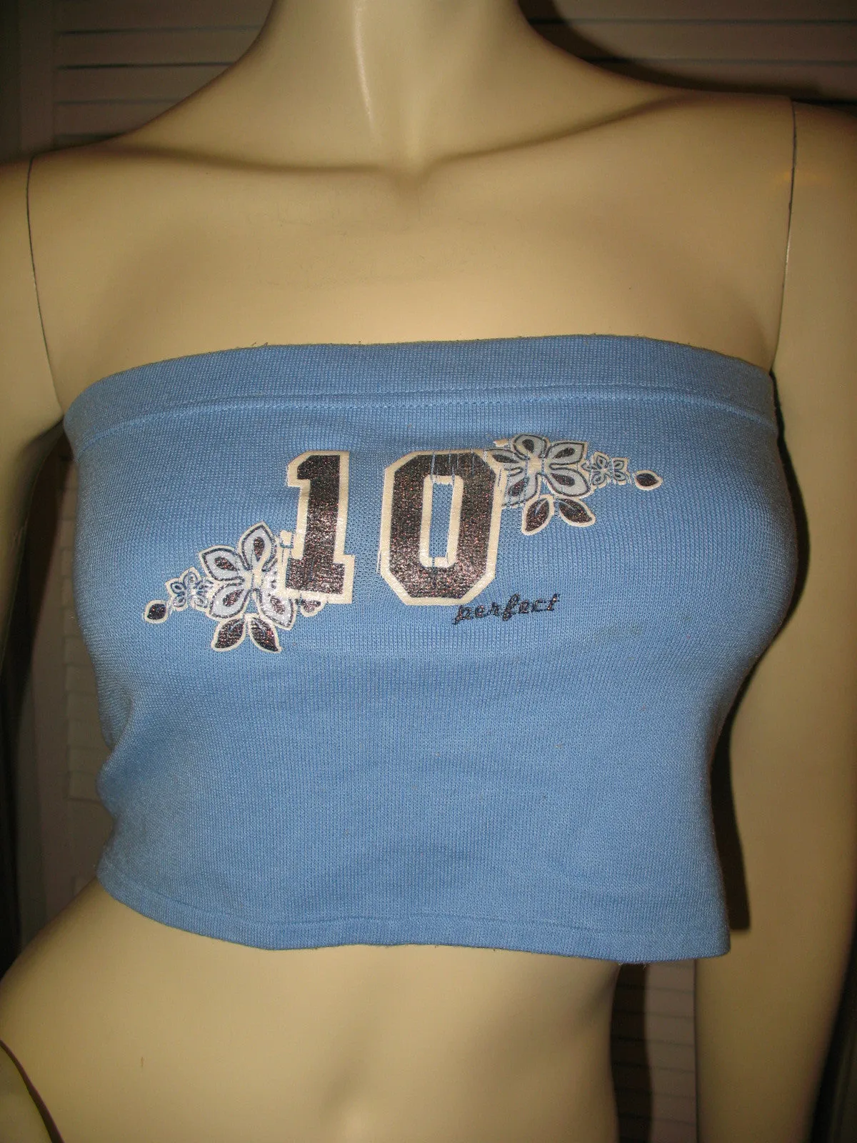 Womens Tops BLUE Sleeveless Strapless Cropped TUBE TOP Summer Sun Beach Wear Clothing Jr
