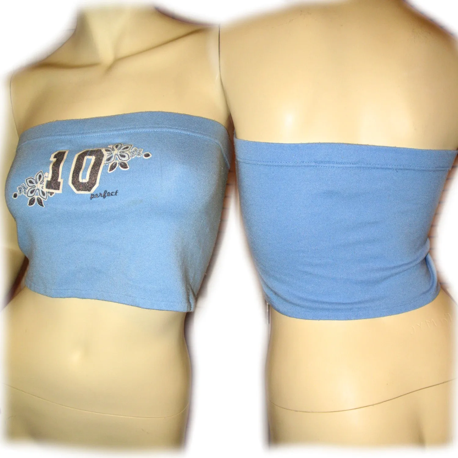 Womens Tops BLUE Sleeveless Strapless Cropped TUBE TOP Summer Sun Beach Wear Clothing Jr