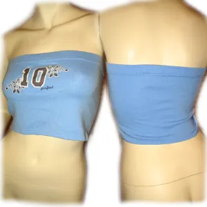 Womens Tops BLUE Sleeveless Strapless Cropped TUBE TOP Summer Sun Beach Wear Clothing Jr