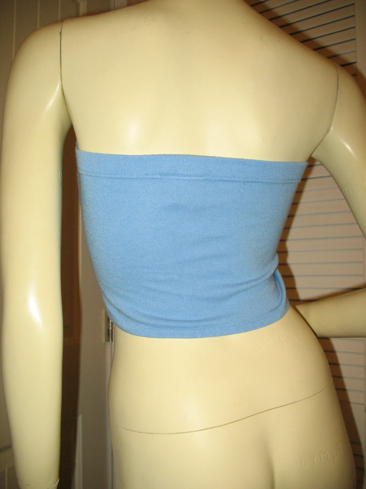 Womens Tops BLUE Sleeveless Strapless Cropped TUBE TOP Summer Sun Beach Wear Clothing Jr