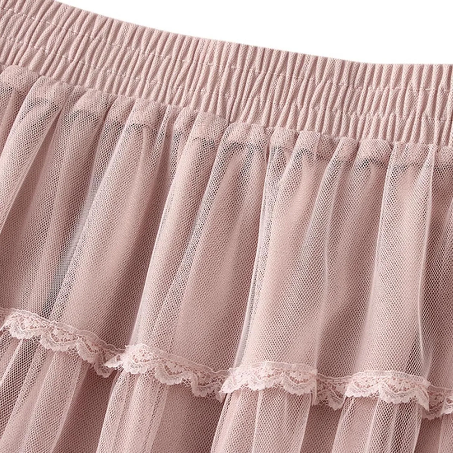 Womens Tulle Midi Skirt Dance Party A Line Elastic High Waisted Lace Skirt Mesh Puffy Long Maxi Skirt Holiday Skirts